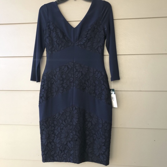 Ralph Lauren Navy Sheath Lace Dress 4P - Picture 7 of 9